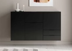 FMD Commode Damien 50cm Met Deur & 2 Lades - Zwart -Songmics Winkel Kombi Dark 1 5 h ngend komp 9798