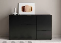 FMD Commode Damien 50cm Met Deur & 2 Lades - Zwart -Songmics Winkel Kombi Dark 1 5 stehend komp 4440