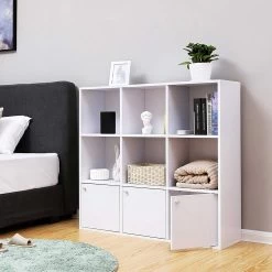 Witte Houten Boekenkast, 3 Kasten, Vrijstaande Plank -Songmics Winkel LBC33WT 7 9274