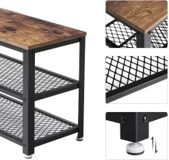 Schoenenbank Bill 2 Legplanken - Rustiek Bruin/zwart -Songmics Winkel LBS73X 5 a5ec