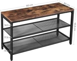 Schoenenbank Brad 2 Legplanken - Rustiek Bruin/zwart -Songmics Winkel LBS74X 3 ca01