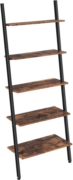 Ladderrek Leander 5 Legplanken - Rustiek Bruin/zwart -Songmics Winkel LLS46BX 1 560d