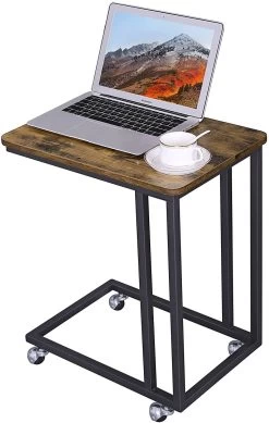 Laptoptafeltje Dante Op Wieltjes - Rustiek Bruin/zwart -Songmics Winkel LNT50X 7 bb4a