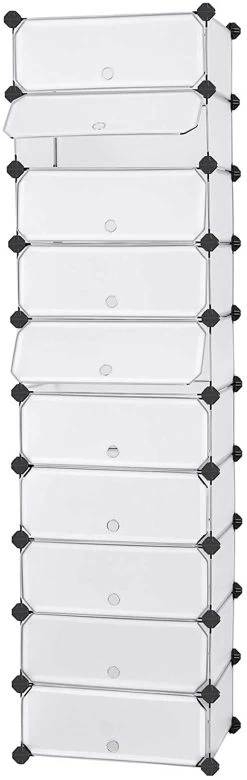 Songmics 10 Gleuf Modulaire DIY Plastic Shoe Rack, In Elkaar Grijpende Witte Opslag Plank Eenheid -Songmics Winkel LPC10W 3 6093
