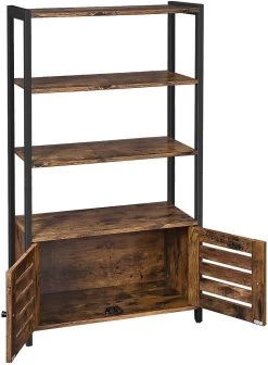 Rek Lance 70cm 3 Legplanken 2 Deuren - Rustiek Bruin/zwart -Songmics Winkel LSC75BX 1 e97a