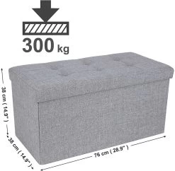 Songmics Lichtgrijze MDF Opbergpoef, 76x38x38cm -Songmics Winkel LSF47G 3 daaf