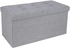 Songmics Lichtgrijze MDF Opbergpoef, 76x38x38cm -Songmics Winkel LSF47G 6 9815