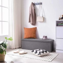 Songmics Donkergrijze MDF Opbergpoef - 15"D X 43"B X 15"H 10 Songmics Donkergrijze MDF Opbergpoef - 15"D X 43"B X 15"H -Songmics Winkel LSF77K 1 2bbc