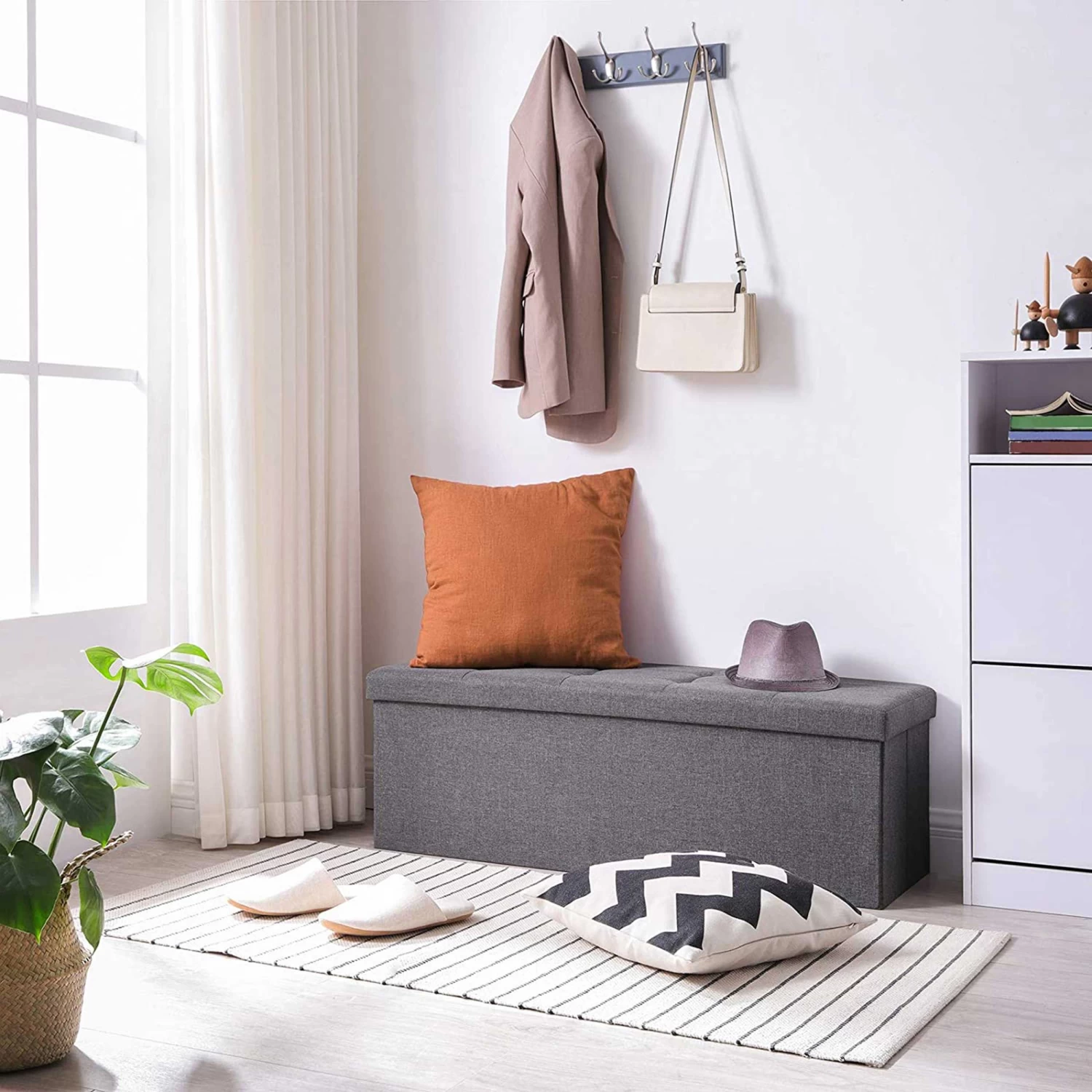 Songmics Donkergrijze MDF Opbergpoef - 15"D X 43"B X 15"H 5 Songmics Donkergrijze MDF Opbergpoef - 15"D X 43"B X 15"H - Afbeelding 3