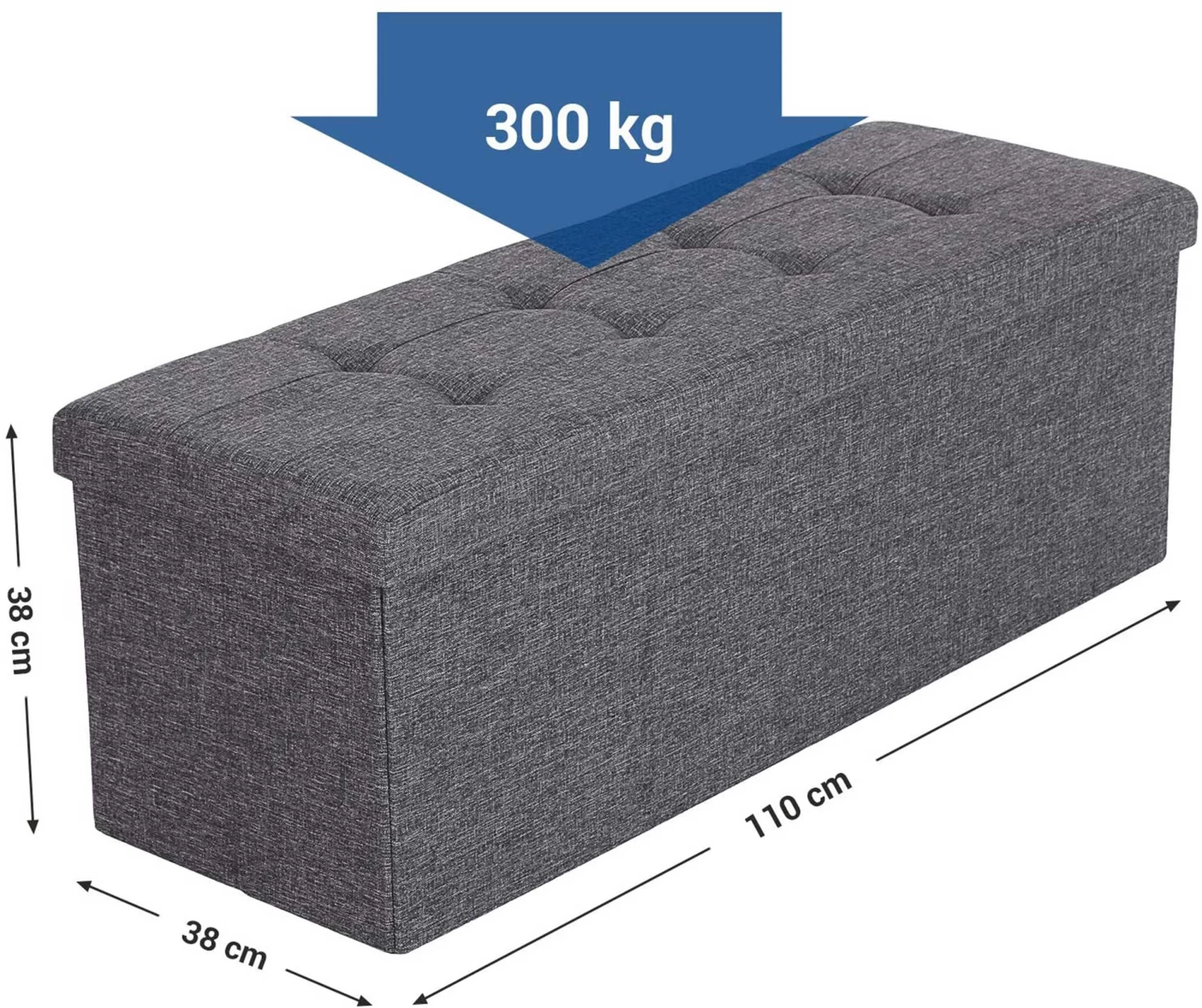 Songmics Donkergrijze MDF Opbergpoef - 15"D X 43"B X 15"H 4 Songmics Donkergrijze MDF Opbergpoef - 15"D X 43"B X 15"H - Afbeelding 2