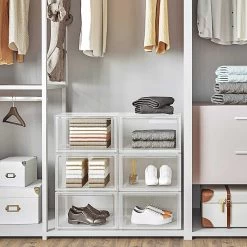 Songmics Stapelbare Schoenopbergers, Set Van 6 - UK Maat 11 Schoenopbergers Met Doorzichtige Deur -Songmics Winkel LSP06CW 4 851b