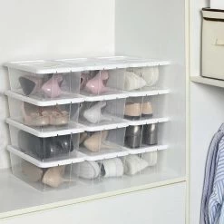 Songmics Set Van 12 Transparante Schoenopbergdozen Met Deksel -Songmics Winkel LSP12WT 8 0510