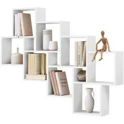 FMD Wandrek Lauren 11 Vakken - Hoogglans Wit -Songmics Winkel Laurio 3 Brillant Wei uitgesneden 75ff