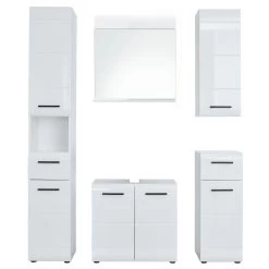 Badkamercombinatie Line | Wastafelmeubel, Spiegel, Kolom-, Hang- En Bijzetkast | High Glossy White -Songmics Winkel Line Skin BD 1116 903 01 frontal Freisteller 466f