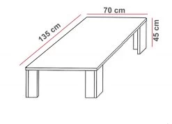 Salontafel Lodz 135x70 - Eik/zwart -Songmics Winkel Lodz salontafel lijntekening da37