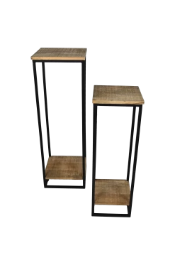 Bijzettafel Rick Set Van 2 Mangohout - Naturel/zwart -Songmics Winkel MAN TTS2 2 a783