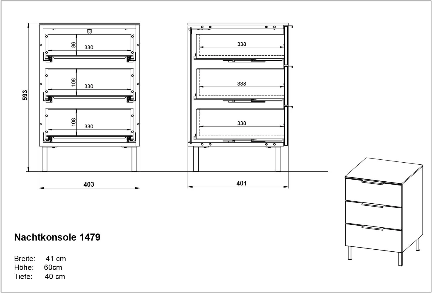 Nachtkastje Karsten - Wit/marmer 4 Nachtkastje Karsten - Wit/marmer - Afbeelding 2