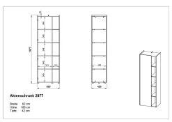 Dossierkast Ings 62 X 188cm - Grafiet/eik -Songmics Winkel MA 2977 BEM d06c