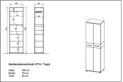 Garderobekast Stoffel 59cm - Wit/eik -Songmics Winkel MA 3774 BEM d417