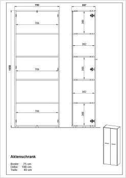 Archiefkast Jetta | 75 X 40 X 196 Cm | Wit -Songmics Winkel MA 4263 BEM 4c3e
