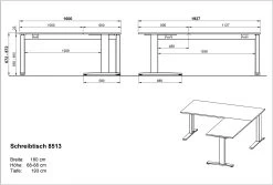 Verstelbare Hoekbureau Aggo 160x193 - Eik/zwart -Songmics Winkel MA 8513 BEM 3f62