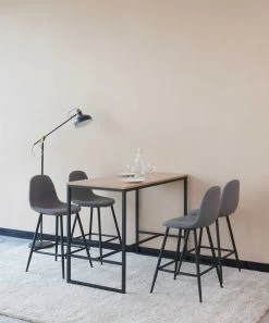 Barset Menton 120x60 Met 4 Barstoelen - Bruin/grijs -Songmics Winkel MENTON MM 335 HR 7dce