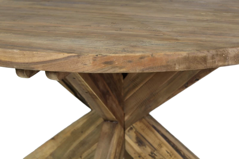 Eettafel Mosy ø130cm Rond Met Kruispoot – Vintage/teak 5 Eettafel Mosy ø130cm Rond Met Kruispoot – Vintage/teak - Afbeelding 3