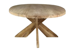 Eettafel Mosy 180x100cm Ovaal Met Kruispoot – Naturel/teak -Songmics Winkel MJH210 2 7374