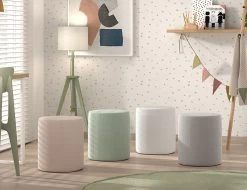 Nachttafeltje / Poef Maeva 41x41cm - Witte Bouclé Stof -Songmics Winkel MOON POUF FUN 5a2c 5256
