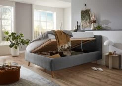 Bed Madras 140x200cm Met Opbergruimte Ribfluweel - Grijs -Songmics Winkel Mattis BK Poso 22 grau BK offen 11108 22 ce48