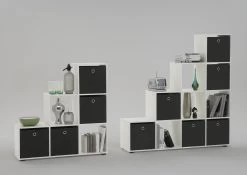 FMD Opbergrek Mega 6 Vakken - Wit -Songmics Winkel Mega 1 3 Wei mit anthrazitfarbenen Faltboxen c463