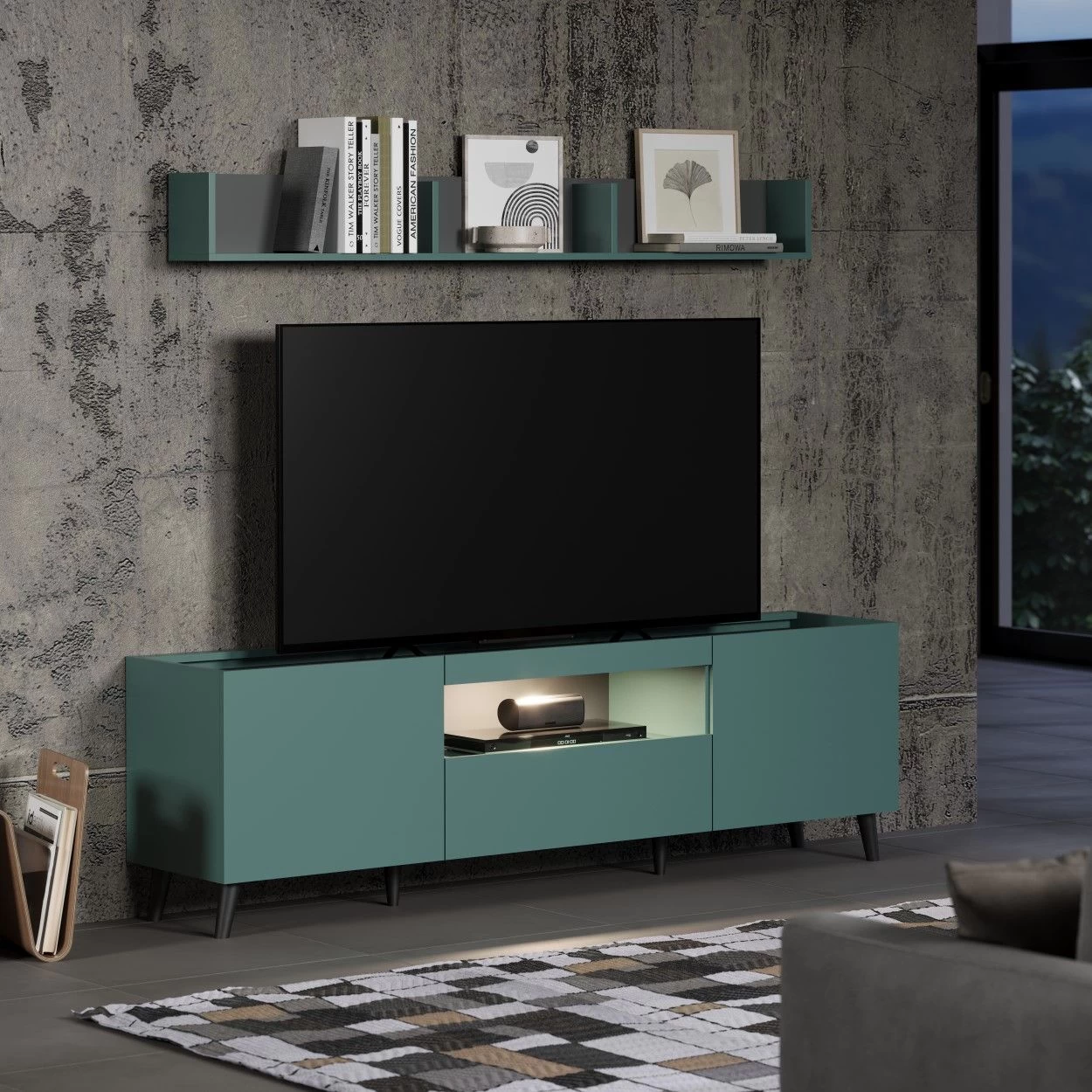 Tv-meubelset Melton | 181 X 42 X 175 Cm | Anthracite Blue - Afbeelding 4