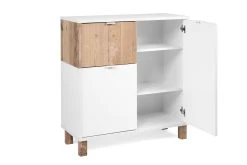 Commode Mercos 80cm 3 Deuren - Wit/old Style -Songmics Winkel Menorca 01A Kommode perspektive offen a17a