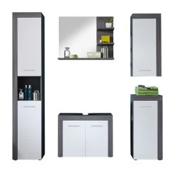 Badkamerset | Miami/Maine-reeks | Melaminegecoat | Smoky Silver | Sardegna-decor -Songmics Winkel Miami BD 1259 905 03 frontal mit Deko Freisteller 1485