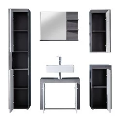 Badkamerset | Miami/Maine-reeks | Melaminegecoat | Smoky Silver | Sardegna-decor -Songmics Winkel Miami BD 1259 905 03 geoeffnet Freisteller d5c7