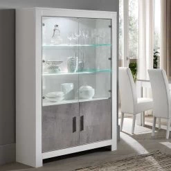 Vitrinekast Modena 4 Deuren - Wit/beton