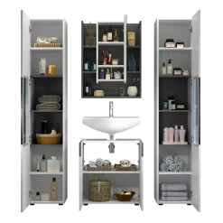 Badkamerset Daily | Wastafelmeubel, Spiegel- En Kolomkasten (L/R) | Wit -Songmics Winkel Naamloos 3 bf89