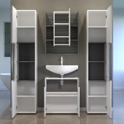 Badkamerset Daily | Wastafelmeubel, Spiegel- En Kolomkasten (L/R) | Wit -Songmics Winkel Naamloos 4 b34a