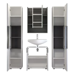 Badkamerset Daily | Wastafelmeubel, Spiegel- En Kolomkasten (L/R) | Wit -Songmics Winkel Naamloos 5 7364