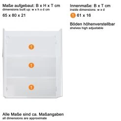 Spiegelkast Nightlife | 65 X 21 X 80 Cm | High Glossy White -Songmics Winkel Nightlife BD 1320 503 01 Datenblatt ced1