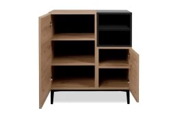 Commode Ted 80cm 2 Deuren - Eik/zwart -Songmics Winkel Nola 01A Kommode frontal offen s d5ed