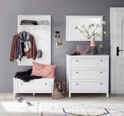 Garderobecombinatie Ole | Paneel, Spiegel, Ladekast En Bank | Wit -Songmics Winkel Ole GD 1839 916 01 frontal D 20180702 88a8