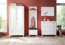 Garderobecombinatie Ole | Paneel, Kledingkast, Spiegel En Bank | Wit -Songmics Winkel Ole GD 1839 924 01 frontal D 20180702 0791