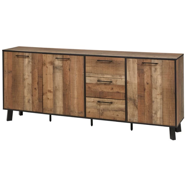 Dressoir Ivaro 220cm, 3 Deuren & 3 Lades - Bruin/ Zwart 11 Dressoir Ivaro 220cm, 3 Deuren & 3 Lades - Bruin/ Zwart - Afbeelding 9