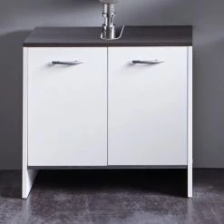 Wastafelkast California/San Diego | 60 X 28 X 55 Cm | Smoky Silver-interieur | Wit Frame