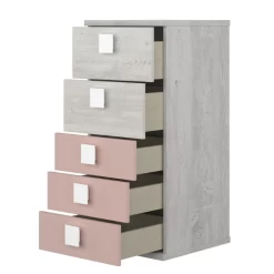 Ladekast Bo0 98 Cm Met 5 Lades En Vierkante Handgrepen - Grenen/oudroze -Songmics Winkel Ontwerp zonder titel 17 6682