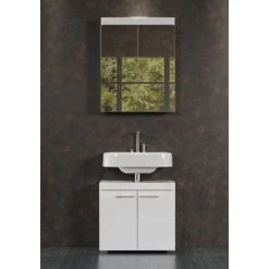 Opbergoplossing Amanda Voor Badkamers | Boven- En Onderkasten Voor Wastafel | High Glossy White