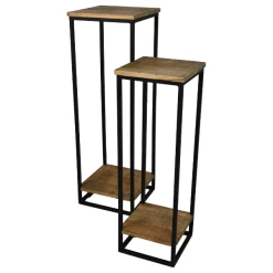 Bijzettafel Rick Set Van 2 Mangohout - Naturel/zwart