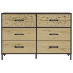 Commode Armelle 125cm, 6 Lades - Eik Decor/zwart -Songmics Winkel Ontwerp zonder titel 30 7d93