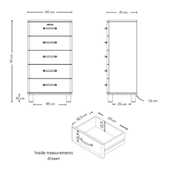 Ladekast Malibu 111,5 Cm Met 5 Lades - Wit -Songmics Winkel Ontwerp zonder titel 31 a8fa